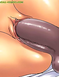 Interracial hentai sex: one girl and two cumming black cocks