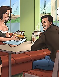Exciting cartoon porn comics with mature waitress fucked hard and wild