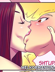 Busty lesbians kissing and licking pussy in cartoon sex