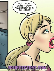 Busty slut from John Persons comic cartoons starves to get deep gagged with huge black dork